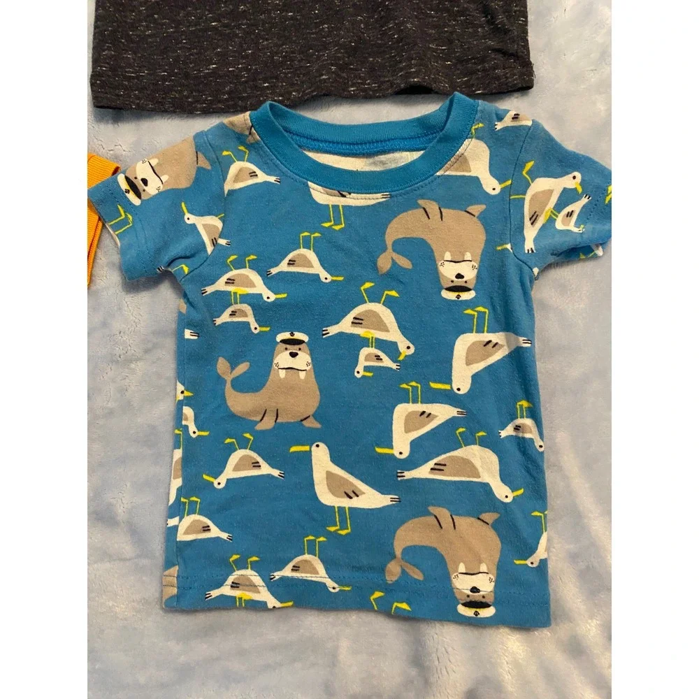 Baby Boy 12M Shirt Bundle Carters Nautica Cat & Jack 4pc Set Orange Blue Grey